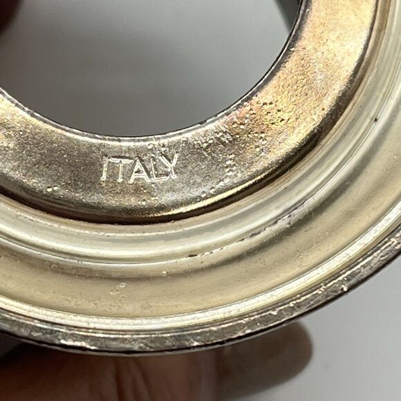 Vintage Neiman Marcus Silver Plated Filigree Glass Candle Holder Italy 3' Tall - Picture 6 of 7